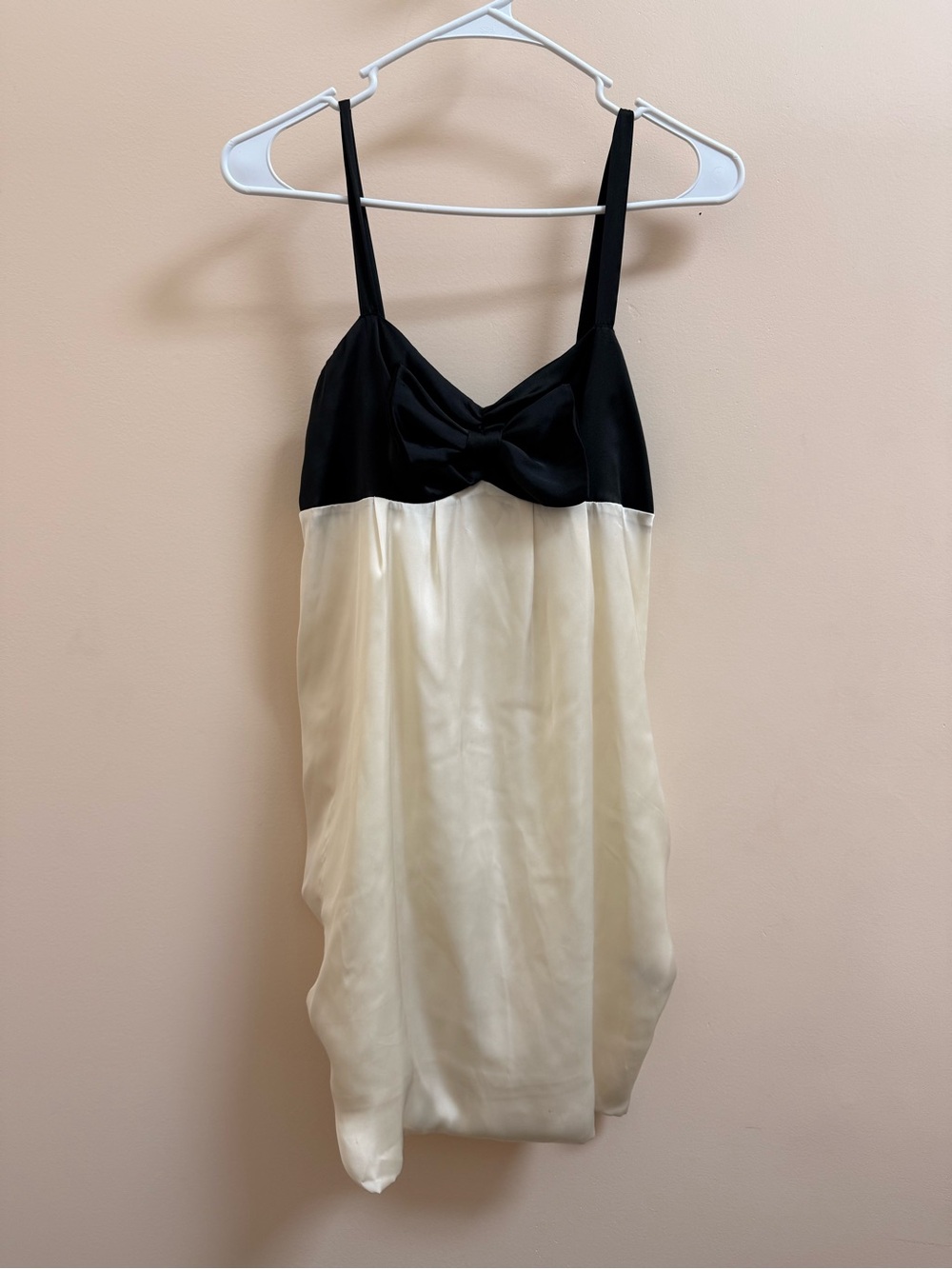 Forever 21 Black and Cream Satin Slip Dress